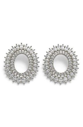 House of Frosted Gemstone Statement Stud Earrings in White Gold at Nordstrom Rack