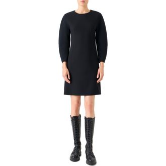 Akris Long Sleeve Wool Blend Sheath Dress in Black at Nordstrom, Size 10