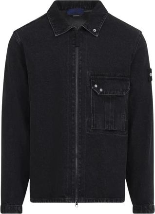 Stone Island Overshirt Vj 902 - Heren - Spijkerjassen - Zwart - XL - Katoen - Jassen