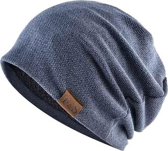 Generic Cocila Men Womens Autumn and Winter Square Pile Hat Lattice of Hats Retro Warm Fashion for Women with Ears (Blue, One Size) Bobble Big Blue Beanie Spa