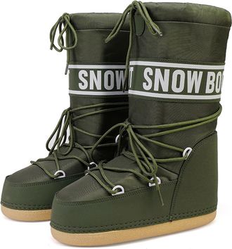 Generic Womens Winter Skiing Fur Duck Boots Waterproof Non-Slip Mid Calf Ankle Booties With Removable Insoles For Snow Hiking(Gr&uuml;n,4.5)