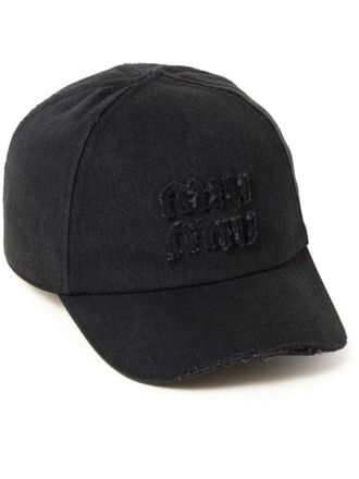Miu Miu Cappello da baseball denim - Nero