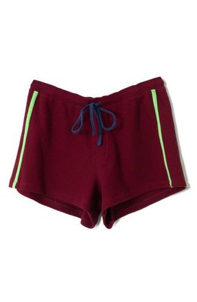 Damson Madder Rylee Tie Waist Waffle Stitch Shorts in Burgundy at Nordstrom, Size 14 Us