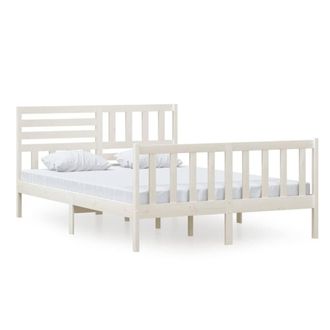 Berkfield Home Bed Frame White Solid Wood 140x200 cm