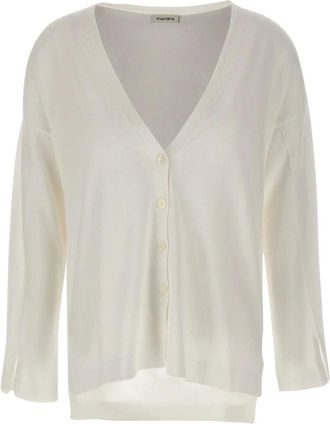 KANGRA Truien & Vesten, Dames, Wit, M, Katoen, Asymmetrische Katoenen Cardigan