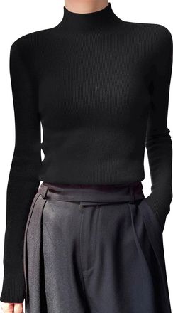 Generic Polo Neck Jumpers for Women Trendy Slim Fit Ribbed Knitted Jumpers Turtleneck Pullover Sweaters Winter Warm Undershirt High Neck Knitwear Base Layer,Z