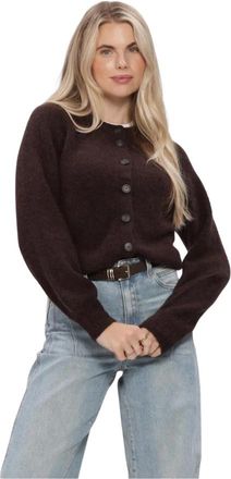 Y.A.S Yasjohi LS Wool Blend Cardigan - Dames - Vesten - Bruin - M - Wol - Truien & Vesten