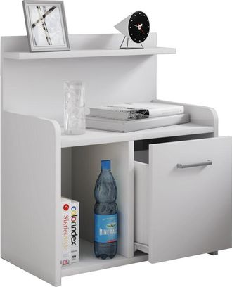 ebuy24 Ebuy24 - Mueble De Noche Vcm Mesa Lateral Con Caj&oacute;n Mesita De Noche Alta Al. 60 X An. 47 X T. 29 Cm Caja Plegable Con Estante De Madera - Nilasa (blan