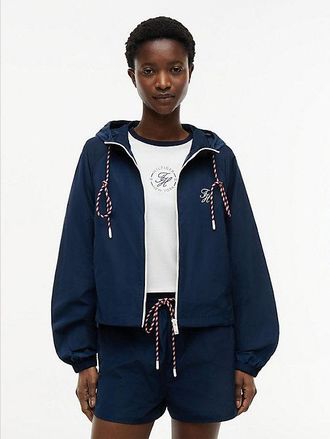 Tommy Hilfiger Logo Water Repellent Hooded Windbreaker