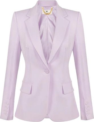 Elisabetta Franchi Double-layer Stretch Crepe Blazer - Dames - Blazers - Paars - L - Leer - Jassen