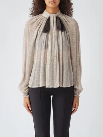 Elisabetta Franchi Blusa in seta a pois con collo a fusciacca