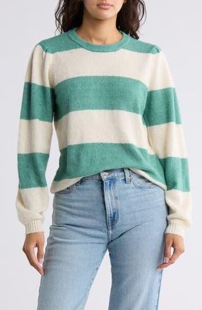 Ichi Striped Knit Sweater in Beryl Green at Nordstrom Rack, Size Large