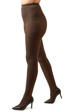 MeMoi Cable Stitch Sweater Tights in Brown Heather at Nordstrom, Size Small