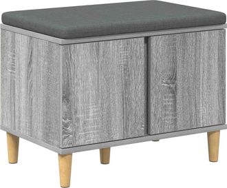 vidaXL Banco De Entrada Con Coj&iacute;n Gris Sonoma 60 X 38 X 46 Cm Vidaxl