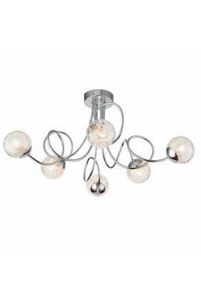 Netlighting Auria LED 6 Light Semi flush Chrome With Chrome Wire Bead Shade G9 in Grey