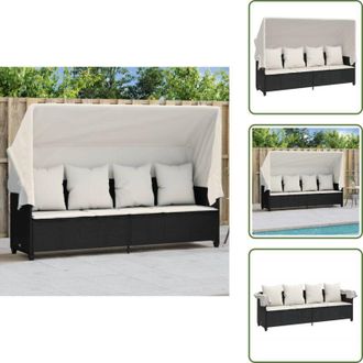 vidaXL Cuscino da seduta - vidaXL Lettino Prendisole con Baldacchino e Cuscini Nero Polyrattan - Lettino con schienale regolabile