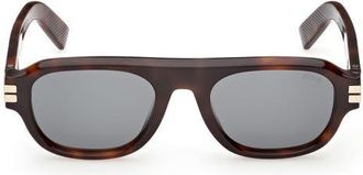 Ermenegildo Zegna 53mm Geometric Sunglasses in Dark Havana /Grey at Nordstrom