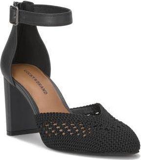 Lucky Brand Myloni Pointed Toe Pump in Black/Black Knshll at Nordstrom Rack, Size 6.5