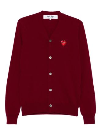Comme Des Garçons logo-patch cardigan - unisex - Wool - M - Red