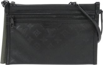 Louis Vuitton Black Khaki Leather Shoulder Bag (Pre-Owned)