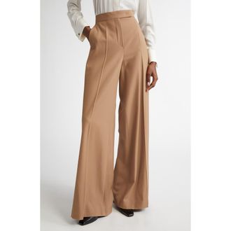 Max Mara Ninfa Virgin Wool Ultra Wide Leg Pants in Camel at Nordstrom, Size 14