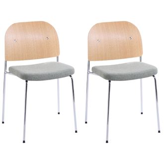 Beliani Conjunto De 2 Sillas De Comedor Con Estructura De Metal Asiento Tapizado Apilables Estilo Loft Vintage Verde/marr&oacute;n Claro Ashcroft