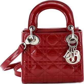 Dior Lady Dior Bag Cannage Quilt Patent Mini satchel - Rosso