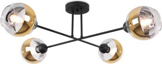 OEM L&aacute;mpara De Techo Asturia Negra 4 Planos Dorada E27