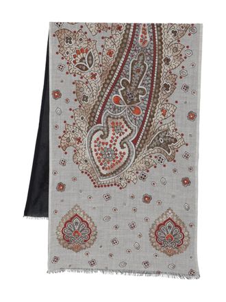 Dell'Oglio Sjaal met franje en paisley-print - Blauw