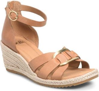 S&ouml;fft Ivy Espadrille Ankle Strap Platform Wedge Sandal in Luggage at Nordstrom, Size 6.5