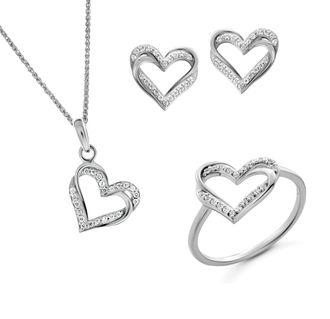 Orphelia Cecilia Dames 925 Sterling Zilveren Set: Ketting + Oorbellen + Ring - Zilver SET-7584