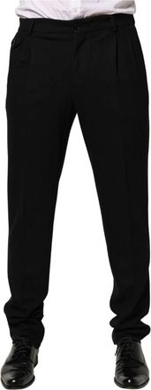 Dolce & Gabbana Wollen Skinny Kostuumbroek - Heren - Nette broeken - Zwart - M - Wol - Broeken