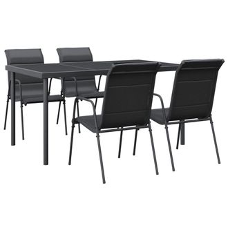 vidaXL Juego De Comedor Para Jard&iacute;n 5 Piezas Acero Y Textilene Negro Vidaxl