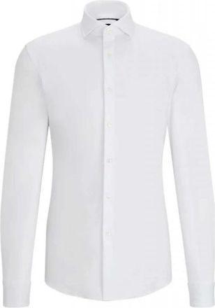 HUGO BOSS Hank Spread Shirt - Heren - Zakelijke Overhemden - Wit - 5XL - Leer - Overhemden
