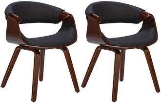 Clp Clp - Set De 2 Sillas De Comedor Foley Nogal/negro Tela