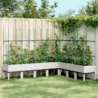 vidaXL Jardinera Con Enrejado Pp Blanco 200x160x142,5 Cm Vidaxl
