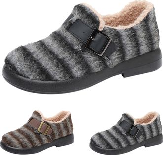 Generic Slip On Loafers for Women Size 5.5 Winter Warm Fur Lined Ankle Booties Suede Comfortable Lightweight Walking Boots Ladies Outdoor Casual Anti-Slip Sho