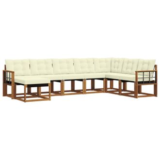 vidaXL Conjunto De Sof&aacute;s De Exterior Con Coj&iacute;n 8 Pcs Natural Y Crema Vidaxl