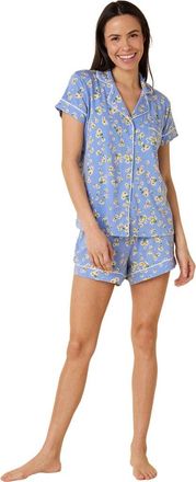 The Cats Pajamas Pima Knit Short Set Floral in Marguerite at Nordstrom, Size X-Large