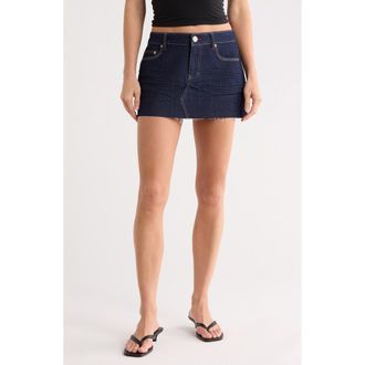 Madden Girl Raw Hem Denim Miniskirt in Dark Rinse at Nordstrom Rack, Size X-Large