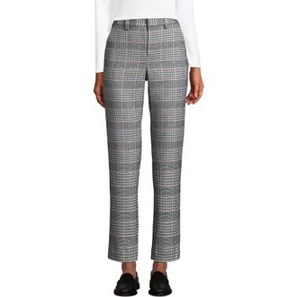 Lands End High Rise Brushed Flannel Tapered Ankle Pants in Pink Amethyst Glen Plaid at Nordstrom, Size 10