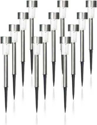 OEM Juego De 12 Guirnaldas De Luces Solares Navide&ntilde;as Coloridas E Impermeables, Fabricadas En Acero Inoxidable, Para Patio, Jard&iacute;n O Camino Exterior (4,5 