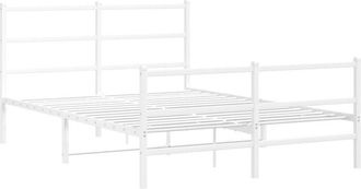 vidaXL Vidaxl - Metal Bed Frame without Mattress with Footboard White 140x190cm