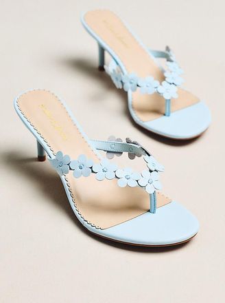 For Love & Lemons Gia Floral Kitten Heel Sandals