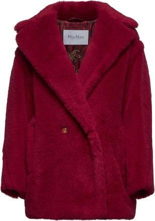 Max Mara Faux Fur & Shearling Jackets, female, Red, Size: XS Red Elegant Dress
