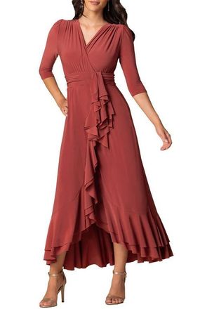Kiyonna Veronica Ruffle Evening Gown in Rosy Sunset at Nordstrom, Size X-Large
