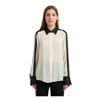 HUGO BOSS Overhemden, Dames, Veelkleurig, M, Satijn, Rode Lijn Damesoverhemd met Satijnen Afwerking