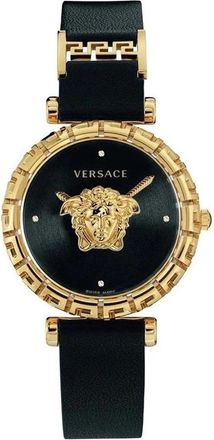 Versace Pal.em.g. 37Mm Horloge - Dames - Horloges - Geel - ONE Size - Leer - Accessoires