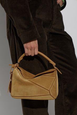 Loewe Suede Shoulder Bag Puzzle S, Womens, Yellow