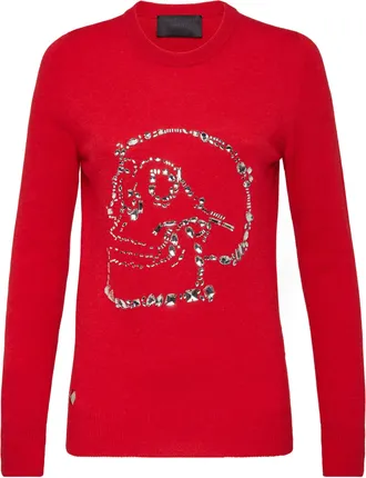 Philipp Plein Pullover Round Neck LS Look At Me Skull crystal